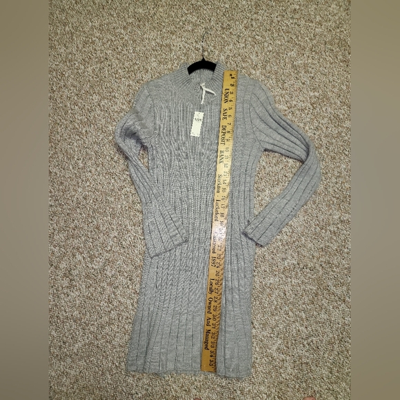 NWT Grey Anthropologie Ribbed Knit Sweater Dress Size Large Retail $138.00 🩶 - Picture 9 of 15